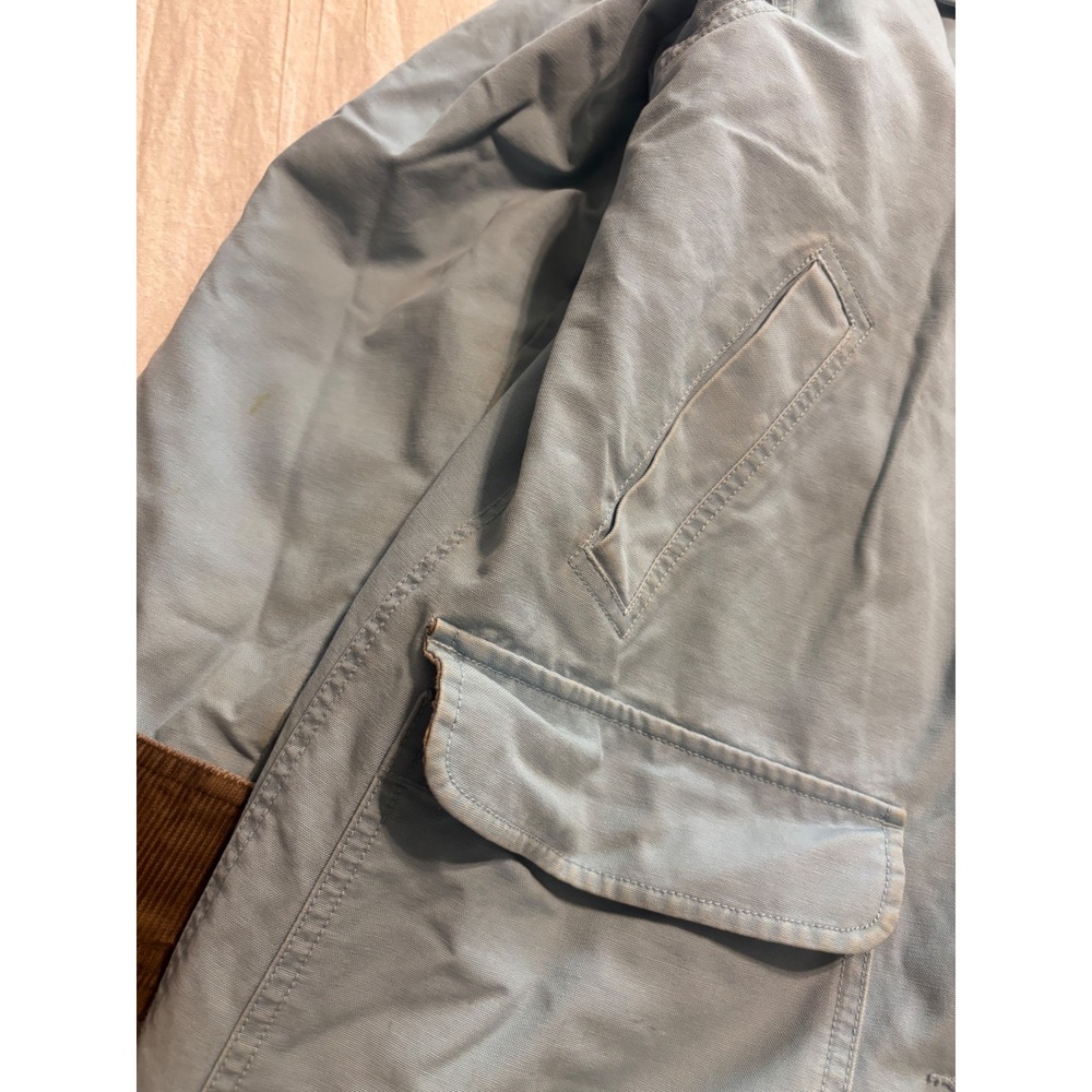 LL Bean Women Blue Cotton Canvas Field Coat Corduroy Trim Quilted Lining S vtg - Picture 5 of 10
